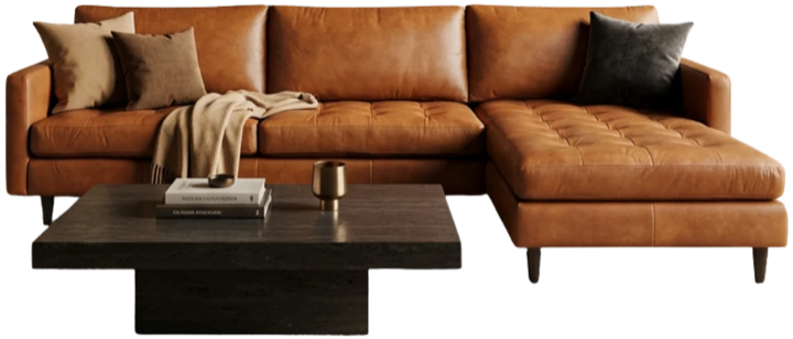 Tan leather sectional from Arizona Leather
